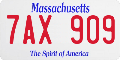 MA license plate 7AX909