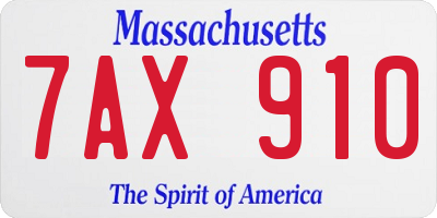 MA license plate 7AX910