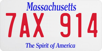 MA license plate 7AX914