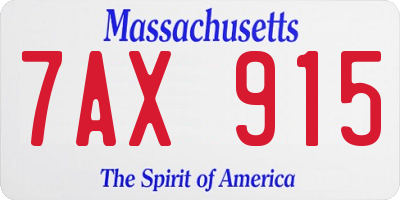 MA license plate 7AX915