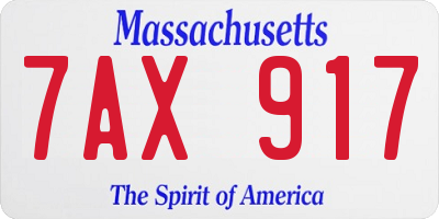 MA license plate 7AX917