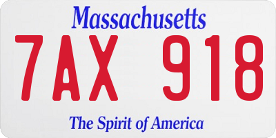 MA license plate 7AX918
