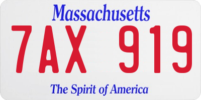 MA license plate 7AX919