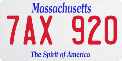 MA license plate 7AX920