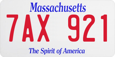 MA license plate 7AX921