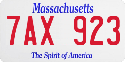 MA license plate 7AX923