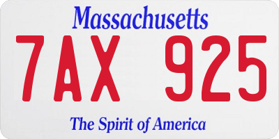 MA license plate 7AX925