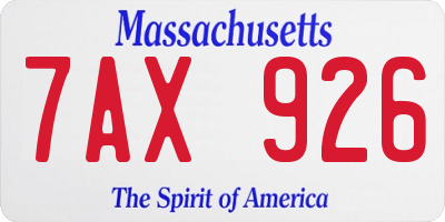 MA license plate 7AX926