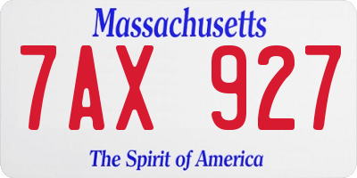 MA license plate 7AX927