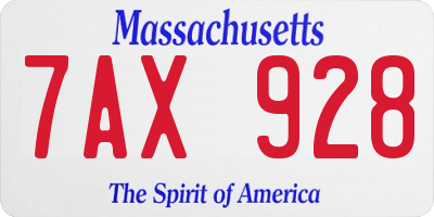 MA license plate 7AX928