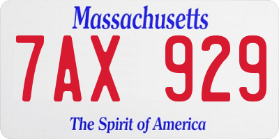 MA license plate 7AX929