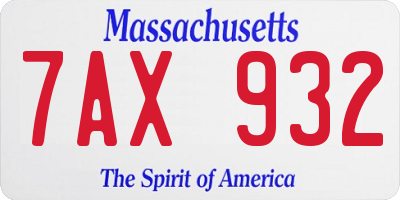 MA license plate 7AX932
