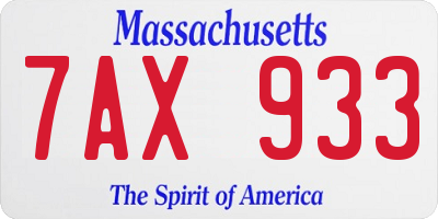 MA license plate 7AX933