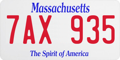 MA license plate 7AX935