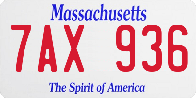 MA license plate 7AX936