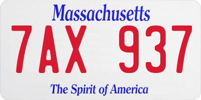 MA license plate 7AX937