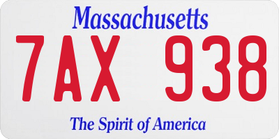 MA license plate 7AX938