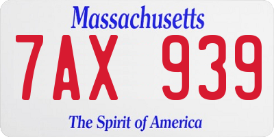 MA license plate 7AX939