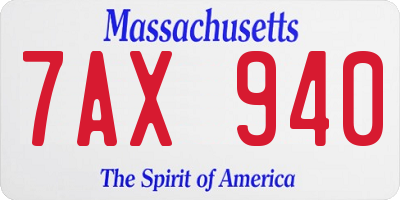MA license plate 7AX940