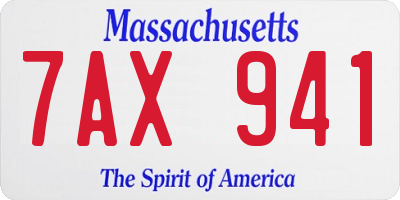 MA license plate 7AX941