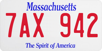 MA license plate 7AX942