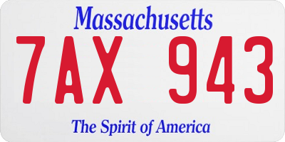 MA license plate 7AX943