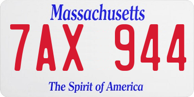 MA license plate 7AX944
