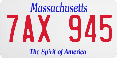 MA license plate 7AX945