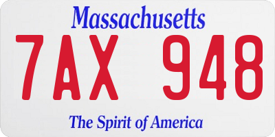 MA license plate 7AX948