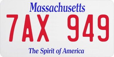 MA license plate 7AX949