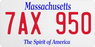 MA license plate 7AX950