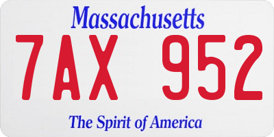 MA license plate 7AX952