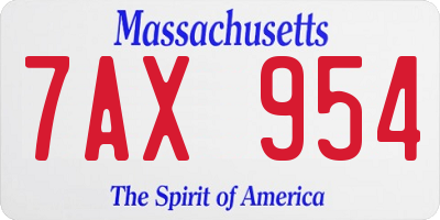 MA license plate 7AX954