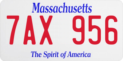 MA license plate 7AX956