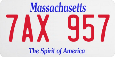 MA license plate 7AX957