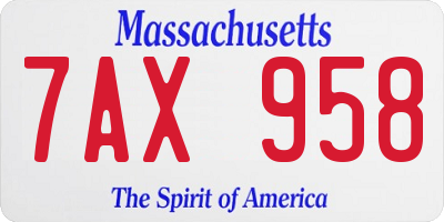 MA license plate 7AX958
