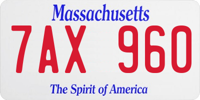 MA license plate 7AX960