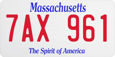 MA license plate 7AX961