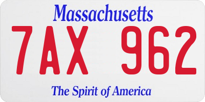 MA license plate 7AX962