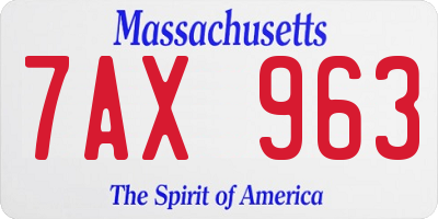 MA license plate 7AX963