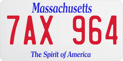 MA license plate 7AX964