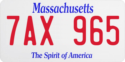 MA license plate 7AX965
