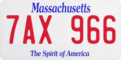 MA license plate 7AX966