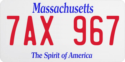MA license plate 7AX967