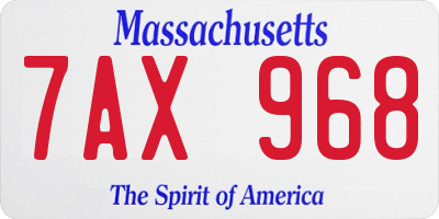 MA license plate 7AX968