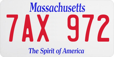 MA license plate 7AX972