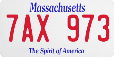 MA license plate 7AX973