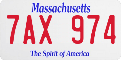 MA license plate 7AX974