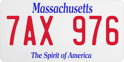 MA license plate 7AX976