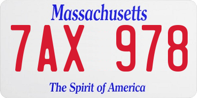 MA license plate 7AX978